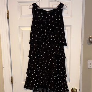SLNY Black Dress with White Polka Dots